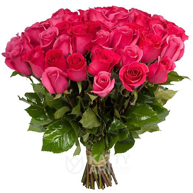 Букет из 35 розовых роз премиум 60см(Эквадор) - фото 5110