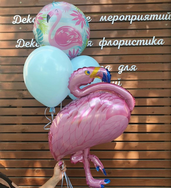 Композиция из шаров Фламинго - фото 9088
