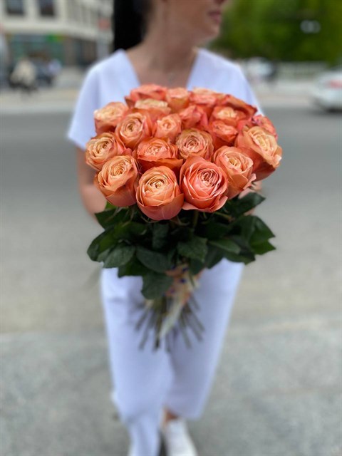 Букет из 21 карамельных роз 60см(Эквадор) - фото 9280