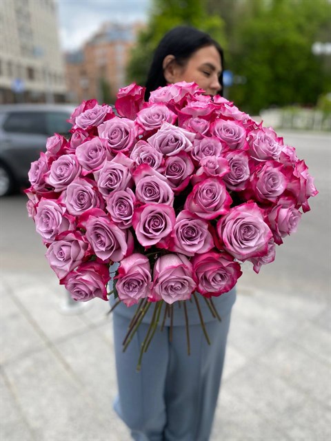 Букет из 51 фиолетовых роз 60см(Эквадор) - фото 9287
