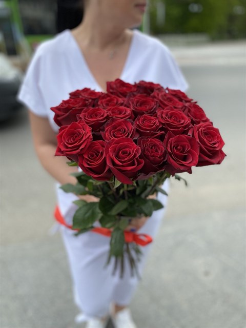 Букет из 21 красной розы 60см(Эквадор) - фото 9345